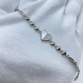 Mother of Pearl Crystal Heart Silver Bracelet