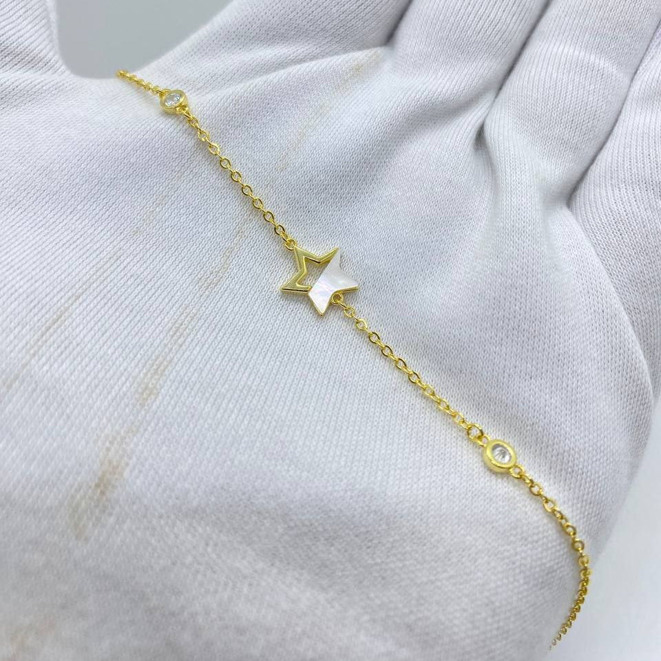 Mother of Pearl Star Gold Bracelet