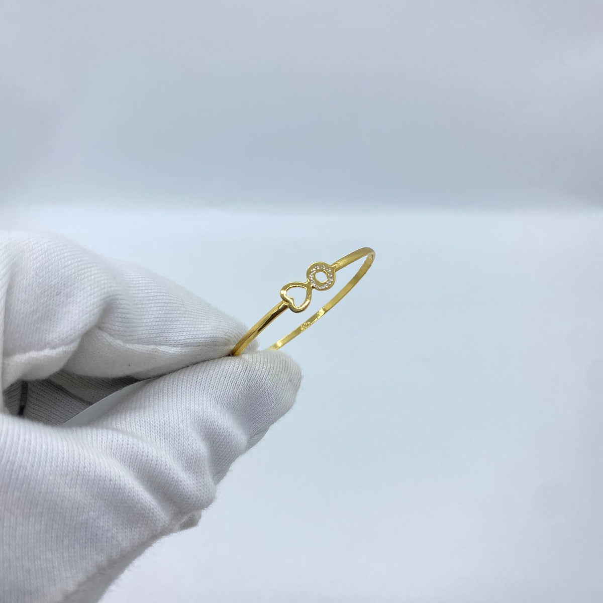 Open Heart Crystal Gold Bangle