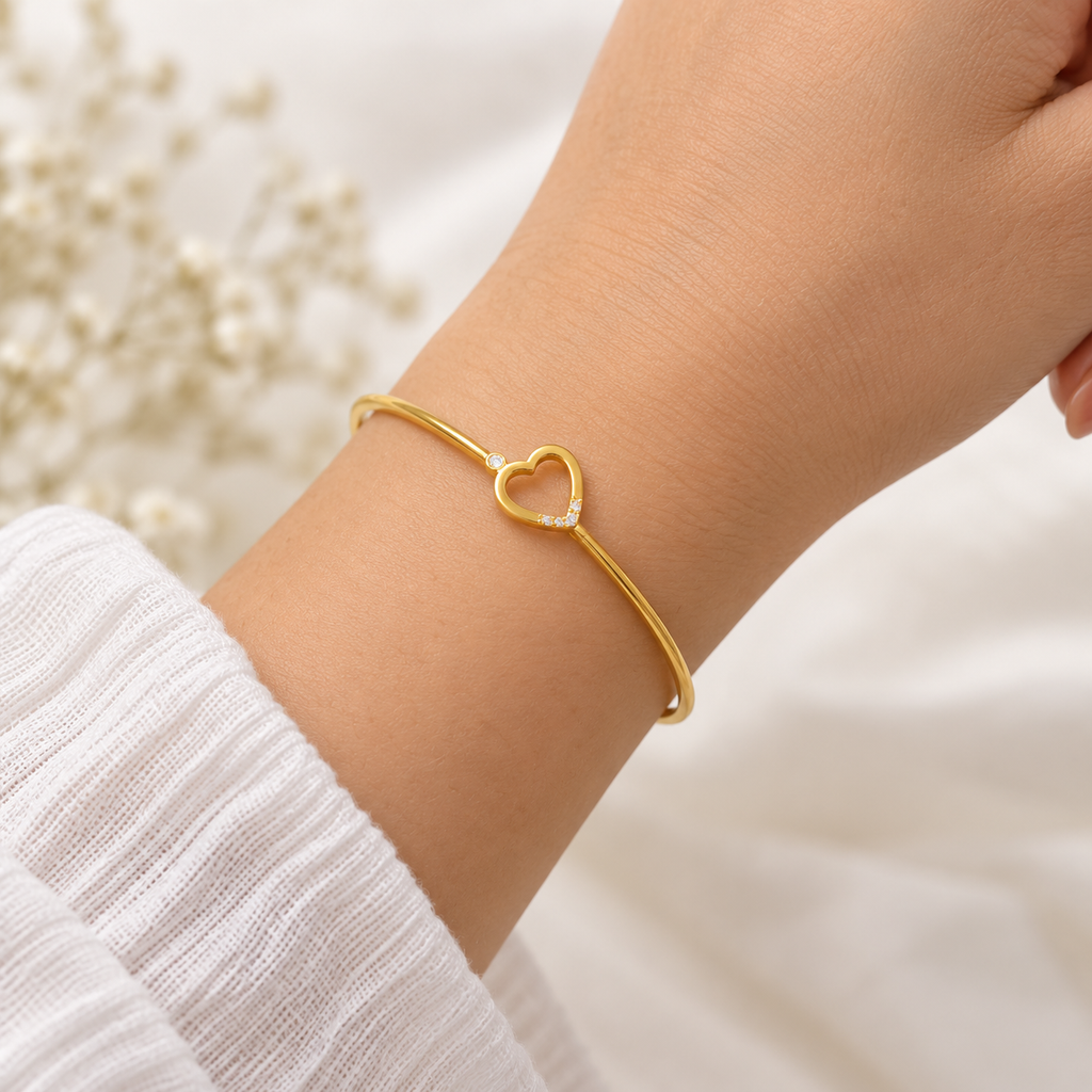 Open Heart Gold Bangle