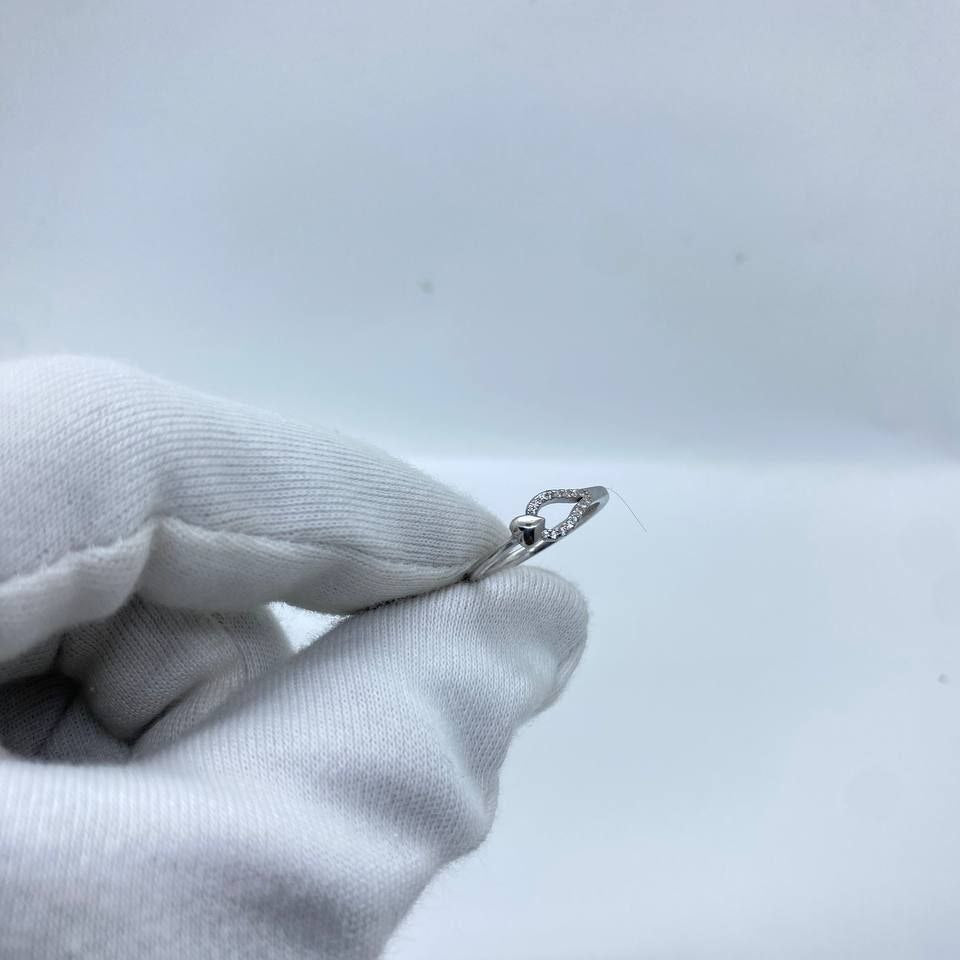 Open Heart Stone Silver Ring