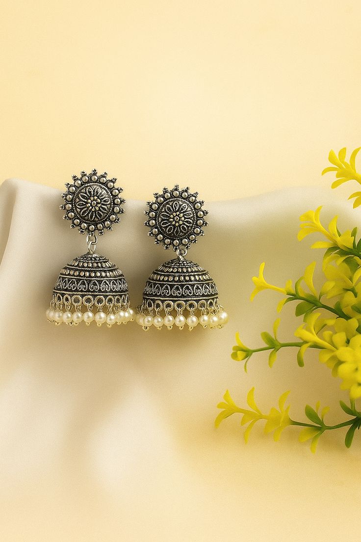Silver Jhumka Earrings