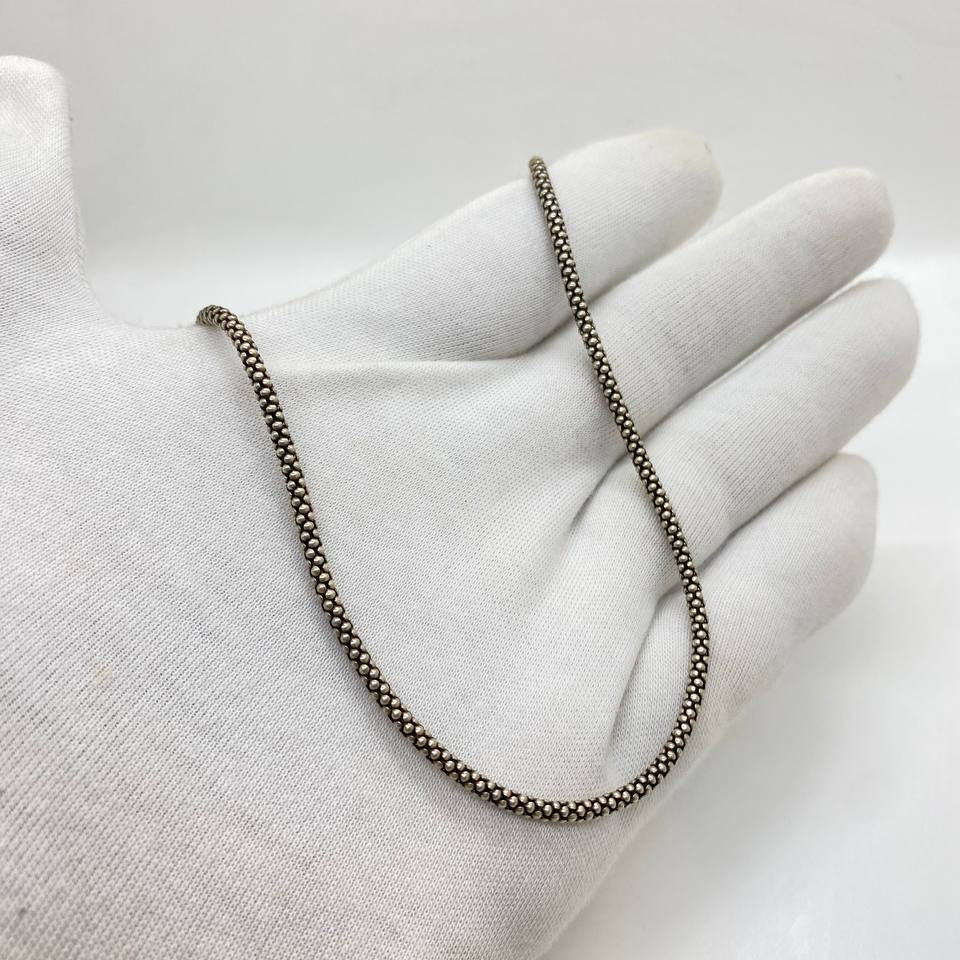 Oxidised Beaded Silver Chain