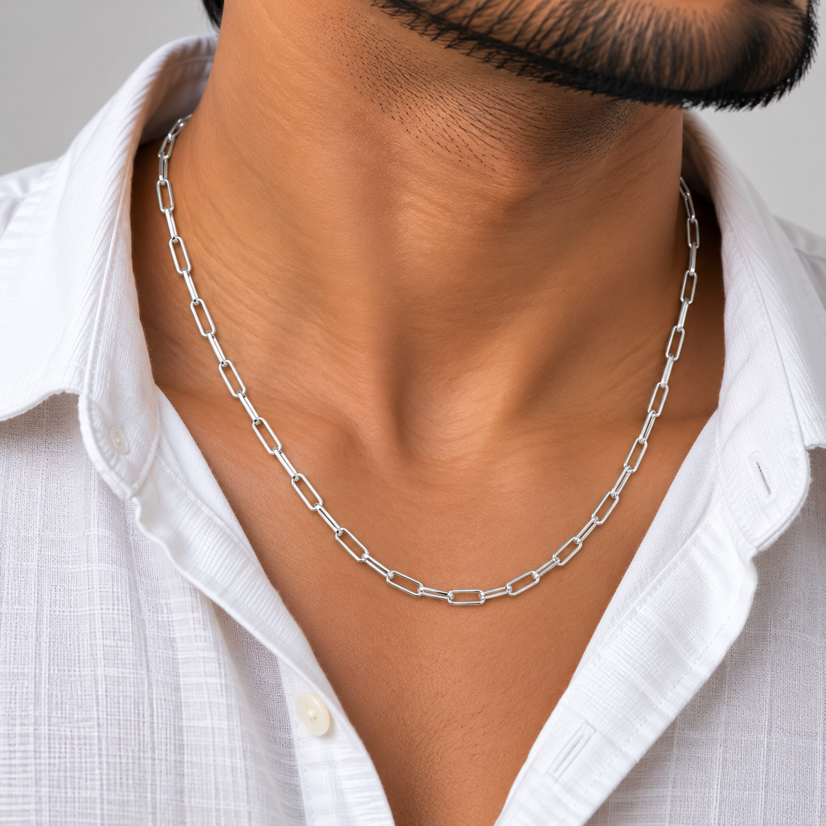 Paperclip Link Silver Chain