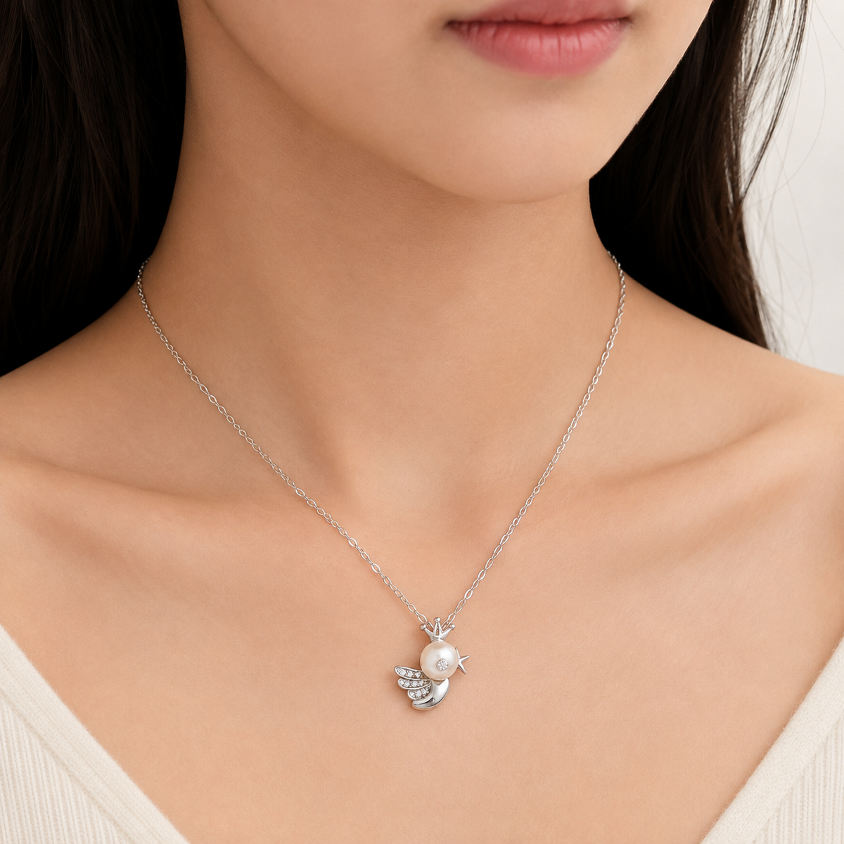 Pearl Angel Pendant Necklace