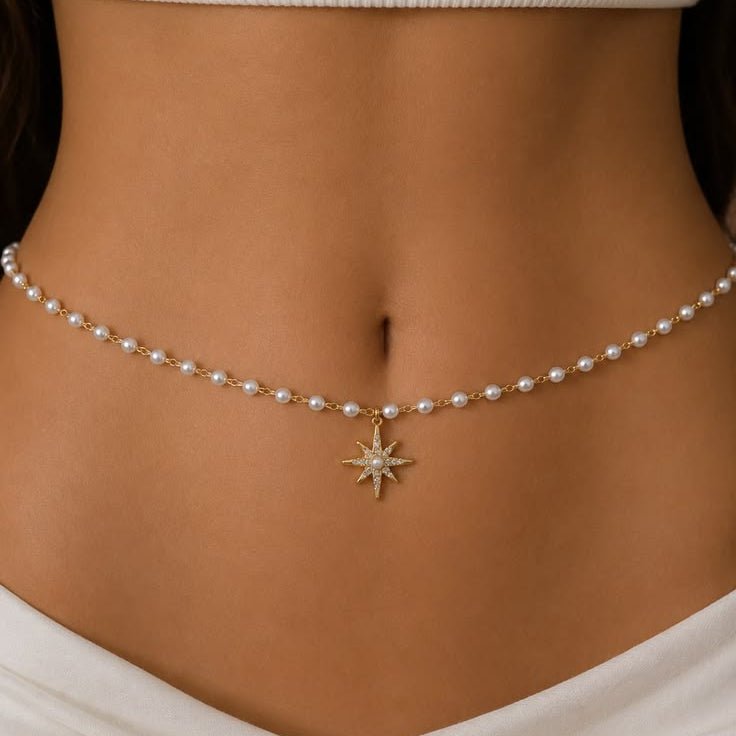 Pearl Starburst Pendant Waist Chain