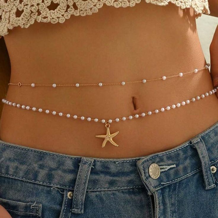 Pearl Starfish Charm Waist Chain