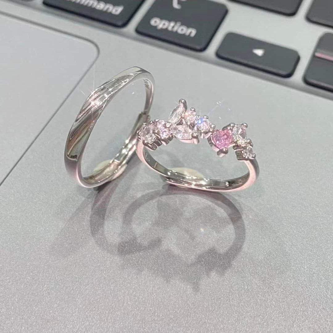 Pink Blossom Couple Ring