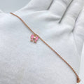 Pink Bow Rose Silver Bracelet