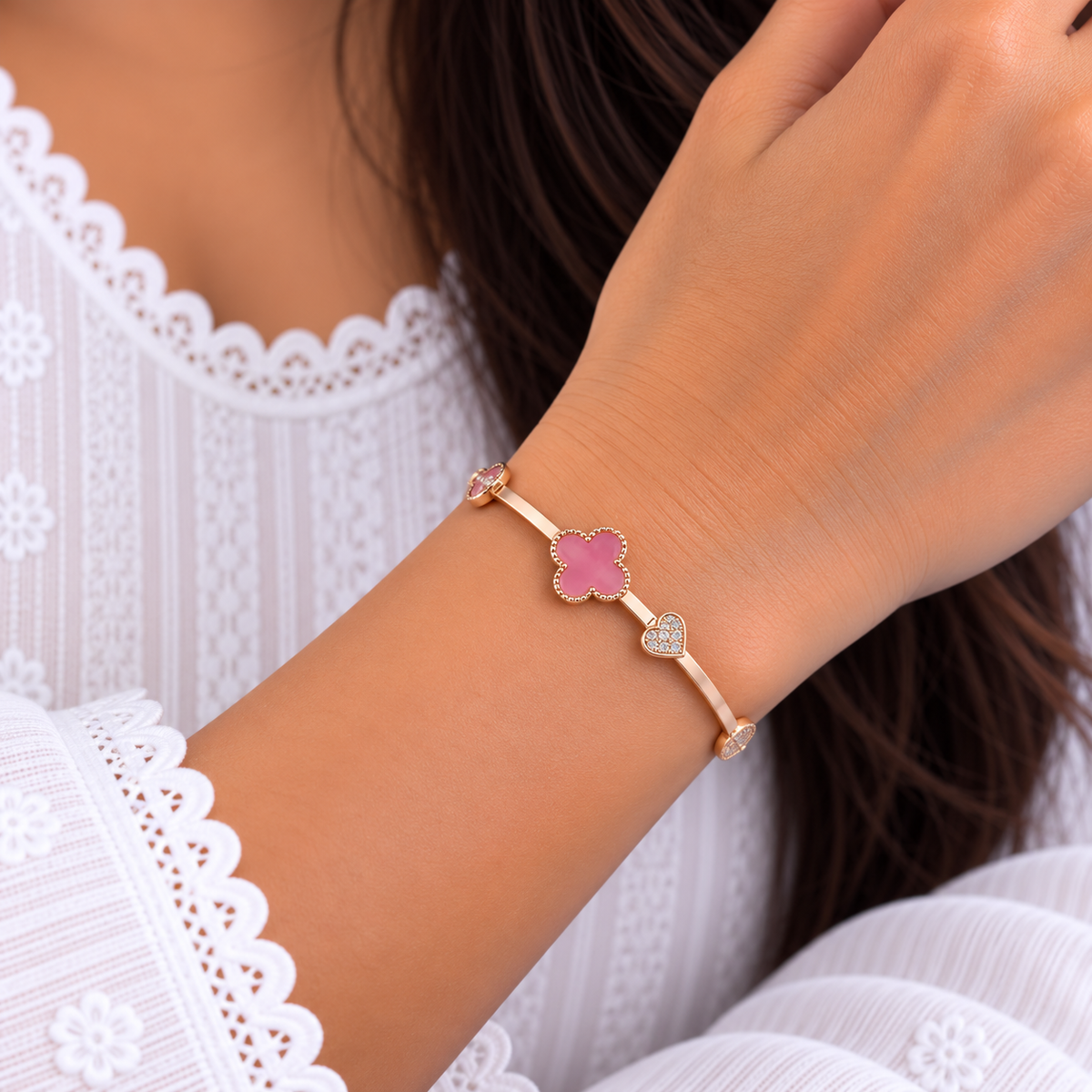 Pink Clover Rose Bangle