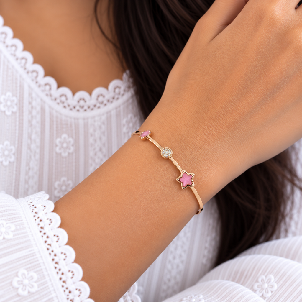 Pink Clover Rose Gold Bangle