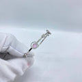 Pink Crystal Halo Silver Bangle