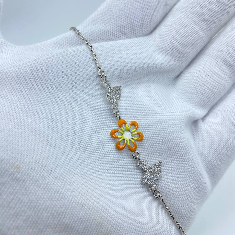 Pink Floral Crystal Bracelet