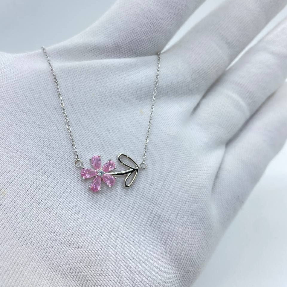 Pink Flower Pendant Necklace