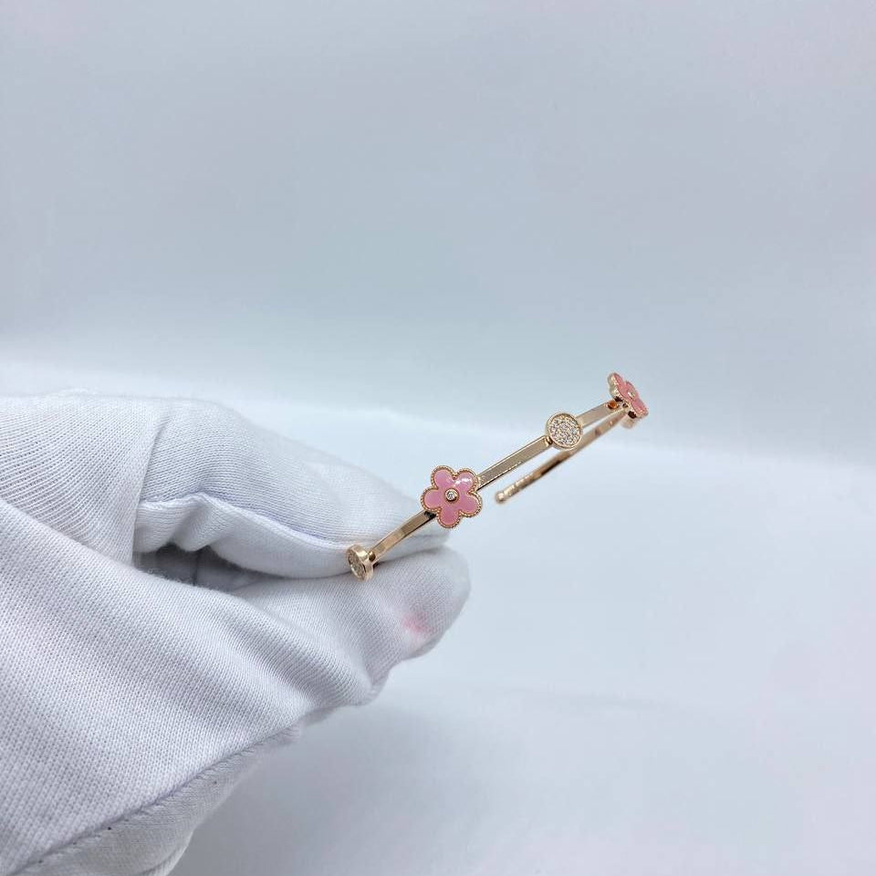 Pink Flower Rose Gold Bangle