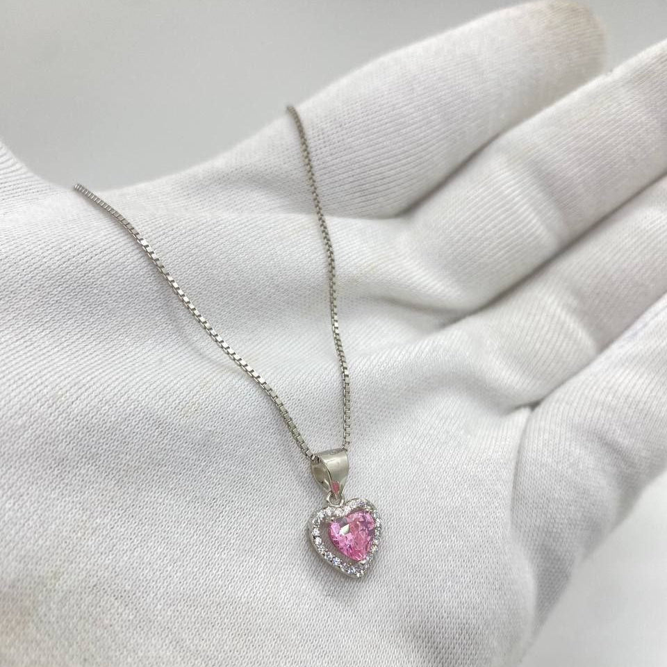 Pink Heart Pendant Necklace