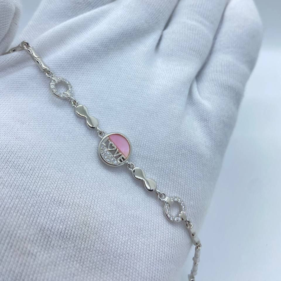 Pink Love Crystal Silver Bracelet
