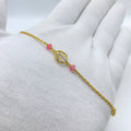 Pink Petal Leaf Gold Bracelet