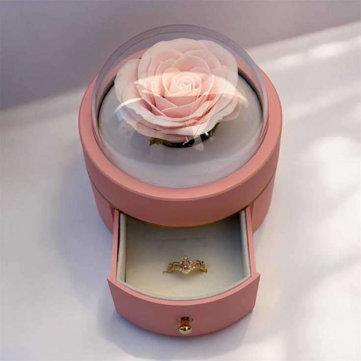Pink Rose Drawer Jewellery Box