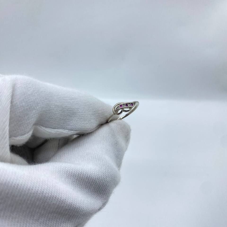 Purple Stone Leaf Silver Ring