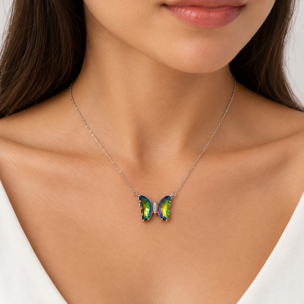Rainbow Butterfly Necklace