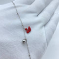 Red Crystal Swan Silver Bracelet