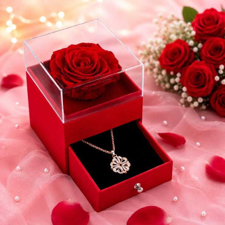 Red Rose Drawer Jewellery Box