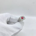 Red Round Stone Silver Men’s Ring