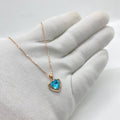 Rose-Gold Blue Heart Necklace