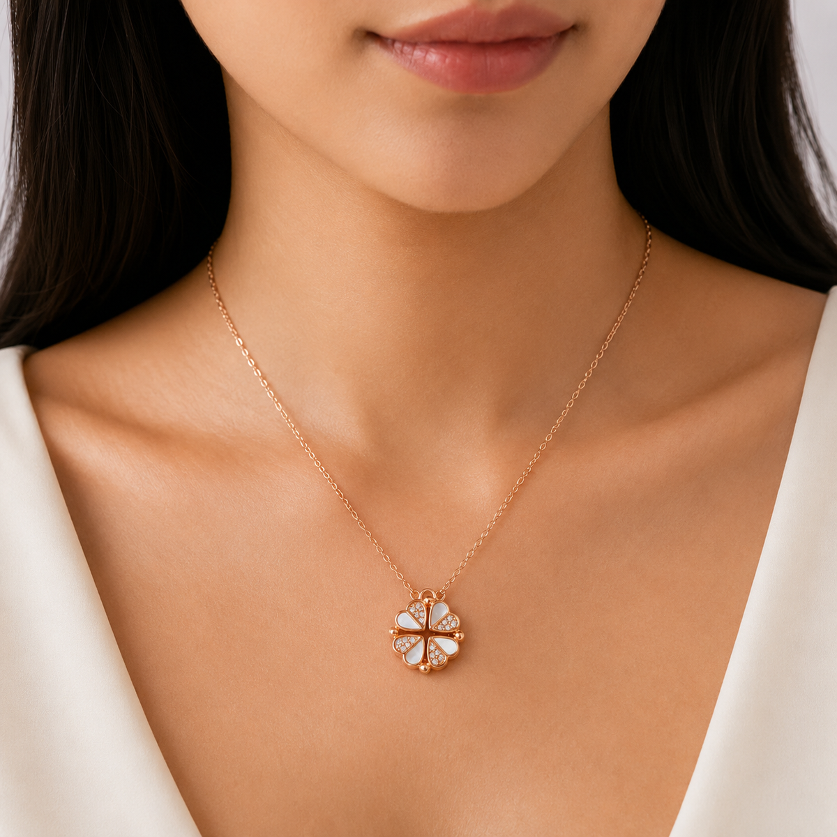 Rose-Gold Floral Necklace