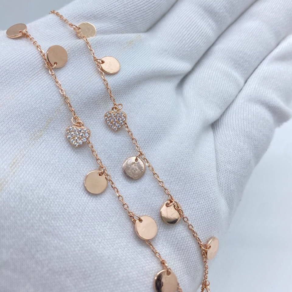 Rose-Gold Heart Anklets