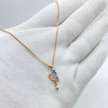 Rose Gold Blue Pink Butterfly Necklace