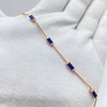 Rose Gold Blue Sapphire Bar Bracelet
