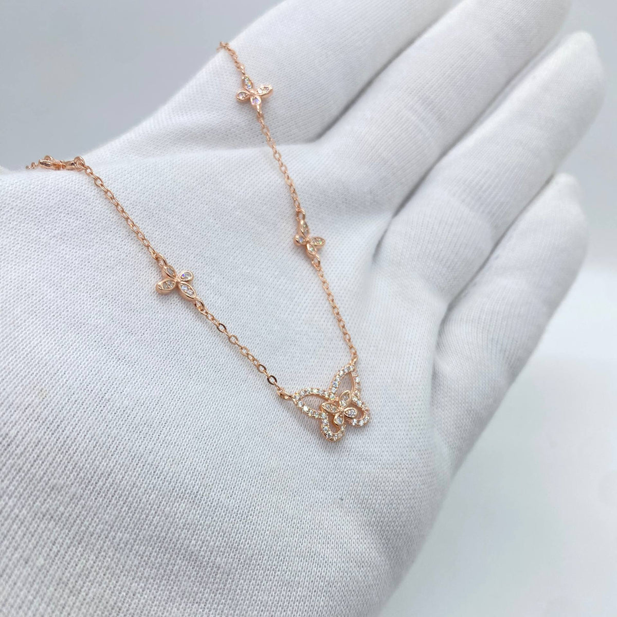 Rose Gold Butterfly Crystal Necklace