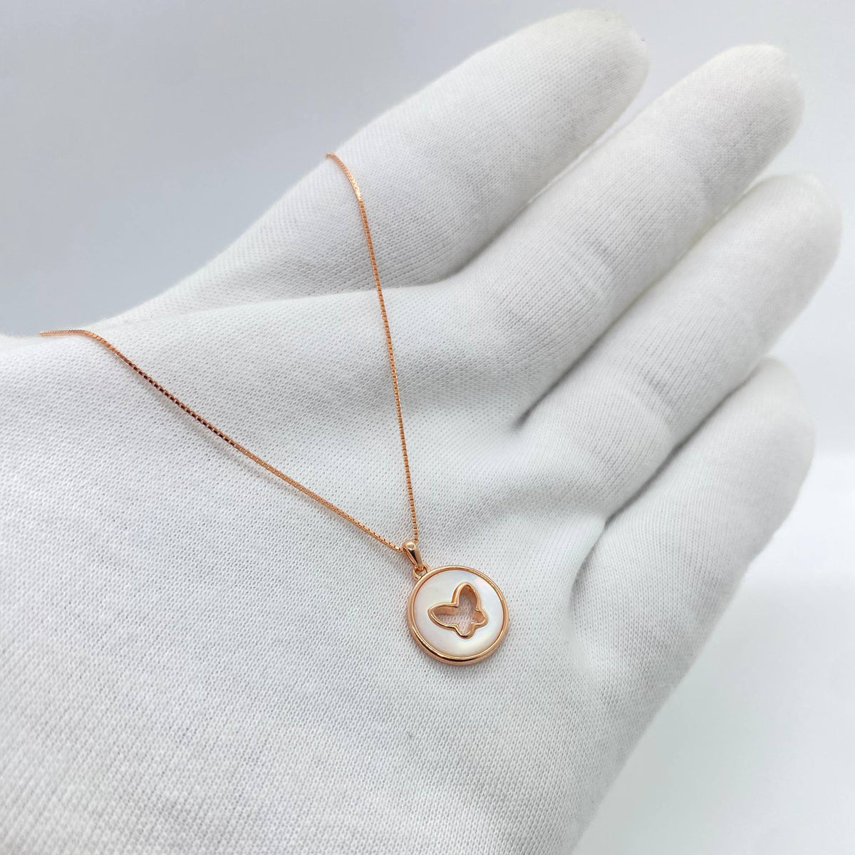Rose Gold Butterfly Medallion Necklace