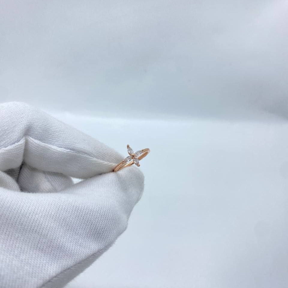 Rose Gold Cross Stone Ring