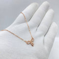 Rose Gold Crystal Bow Pendant Necklace