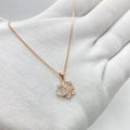 Rose Gold Crystal Leaf Pendant Necklace