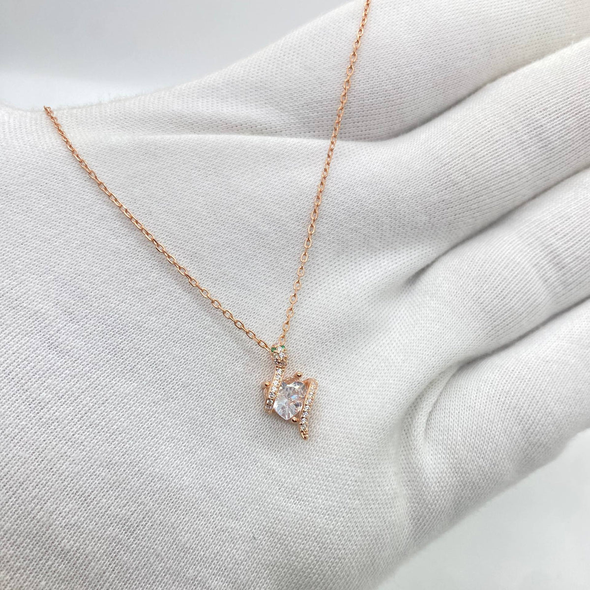 Rose Gold Crystal Swirl Pendant Necklace