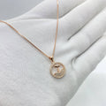 Rose Gold Crystal Whale Tail Pendant Necklace
