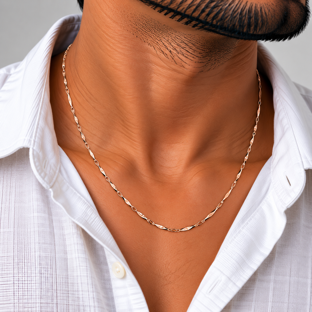 Rose Gold Diamond-Cut Link Chain