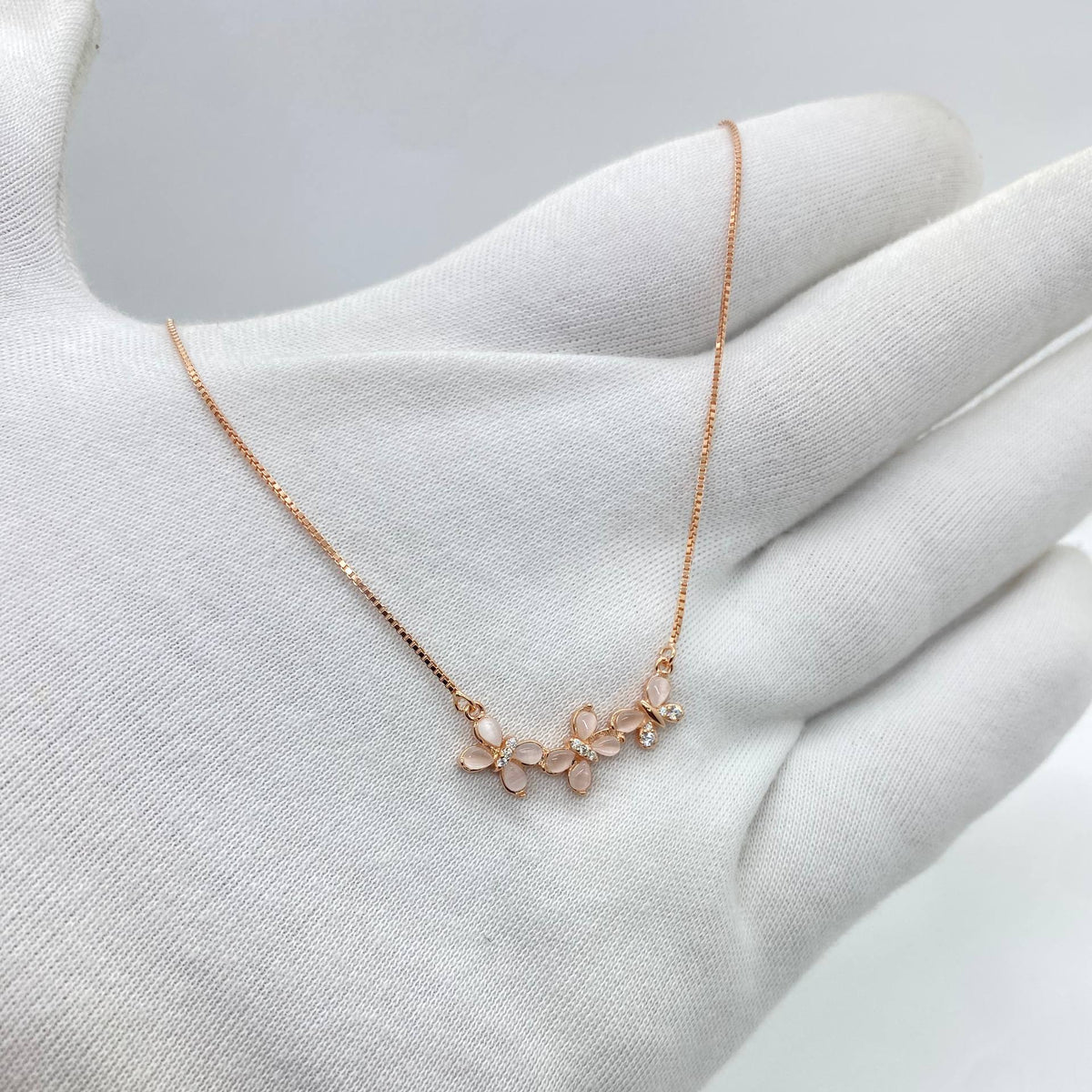 Rose Gold Floral Cluster Necklace