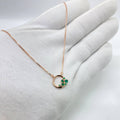 Rose Gold Green Floral Circle Necklace
