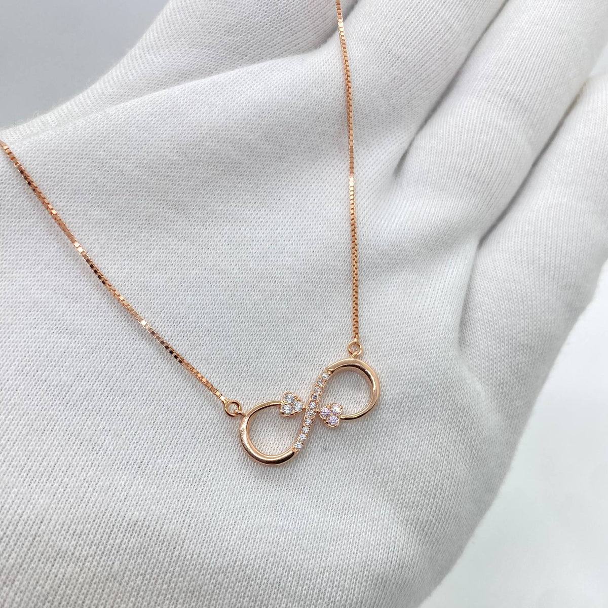 Rose Gold Infinity Crystal Necklace