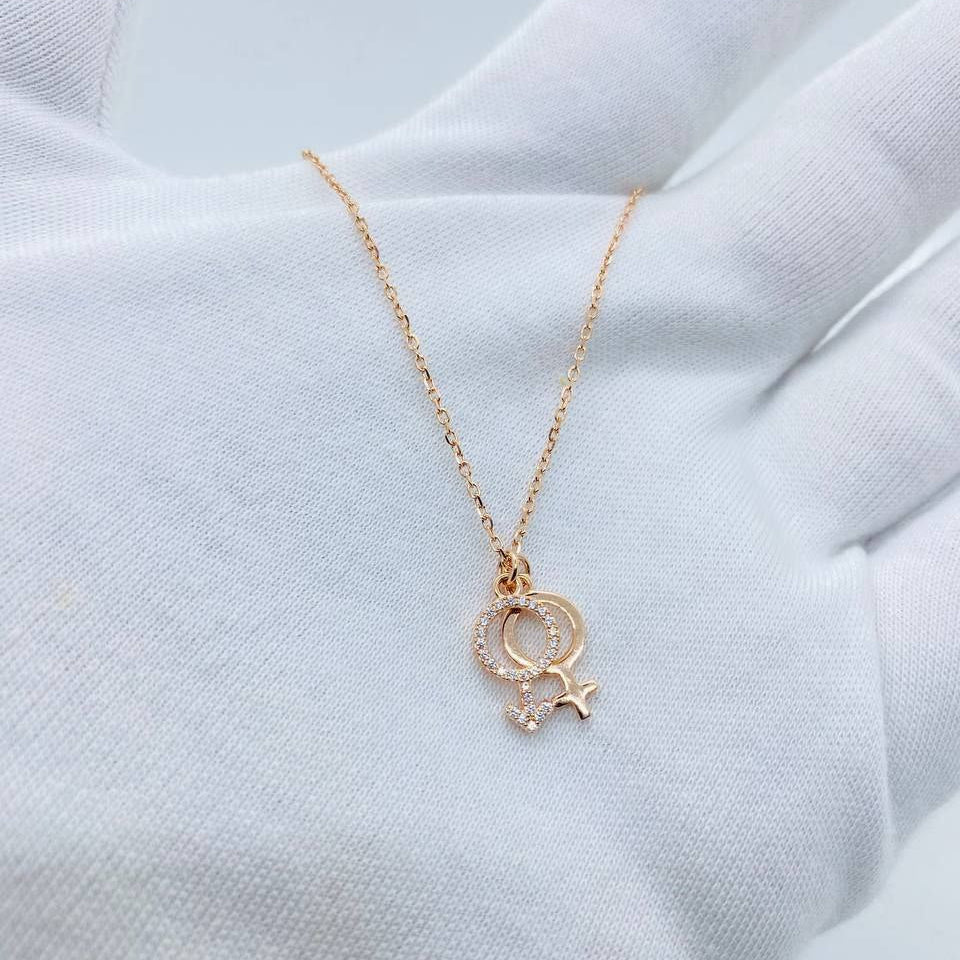 Rose Gold Moon & Star Pendant Necklace