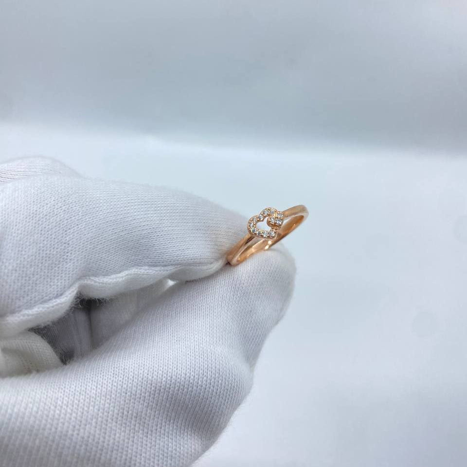 Rose Gold Open Heart Stone Ring