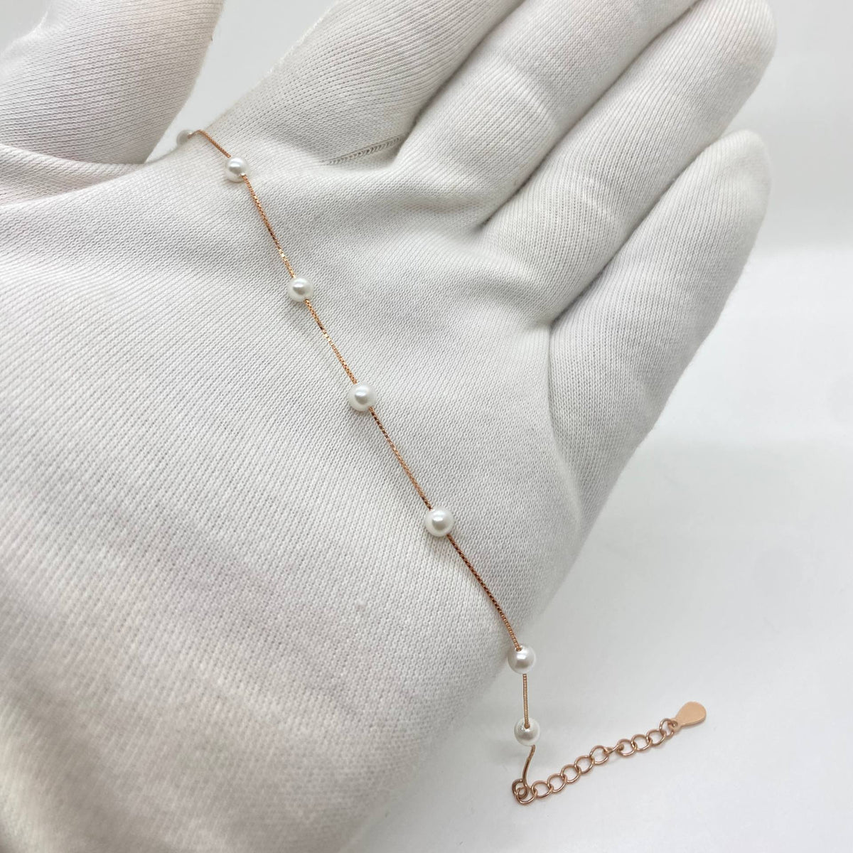 Rose Gold Pearl Chain Bracelet