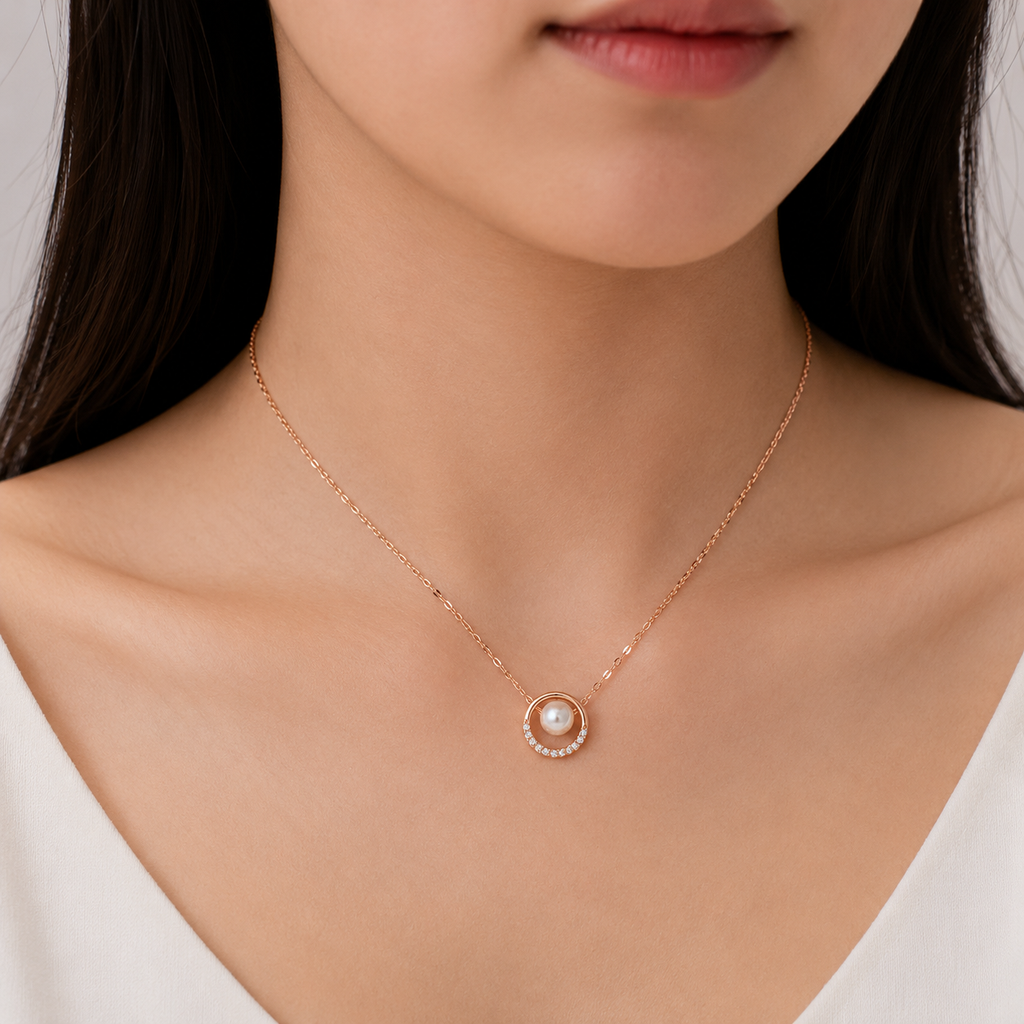 Rose Gold Pearl  Necklace