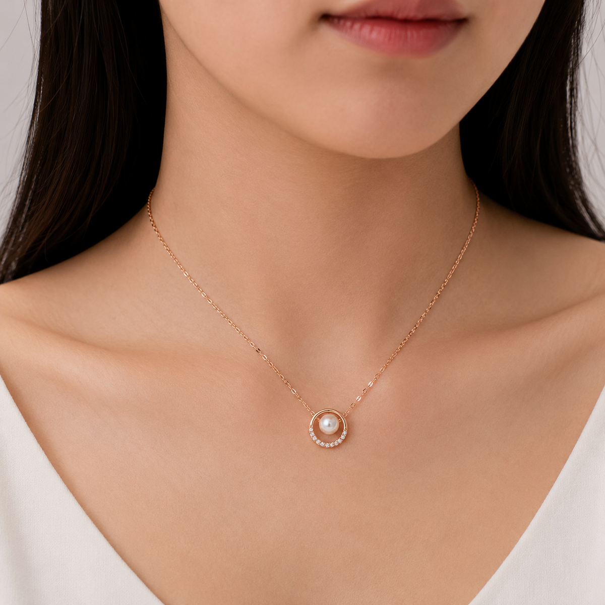 Rose Gold Pearl  Necklace