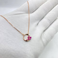 Rose Gold Pink Floral Circle Necklace